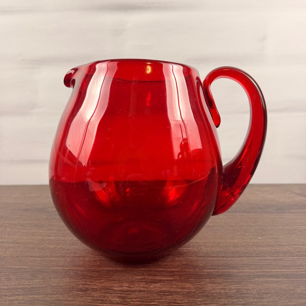 Blenko 3750L Ruby Red Glass Pitcher Pre-Designer 1930s/1940s
